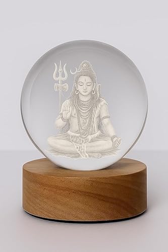 3D Shiv Crystal Ball Night Lamp with LED Wooden Base