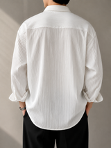 Premium Pleated Oversized White Shirt for Men | Luxury Casual Fit