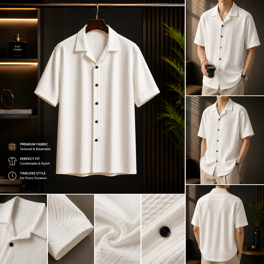 Premium Textured Casual Shirt for Men | Soft Cotton Blend | Modern Relaxed Fit