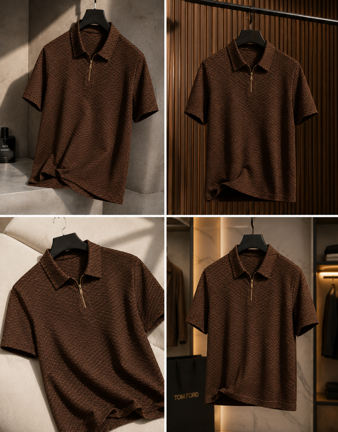 Signature Textured Zip Tee – Premium Comfort, Refined Style( t-shirts)